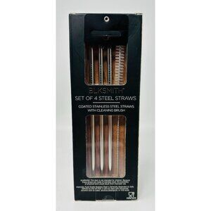 Blksmith Set of 4 Stainless Steel Straws with Cleaning Brush